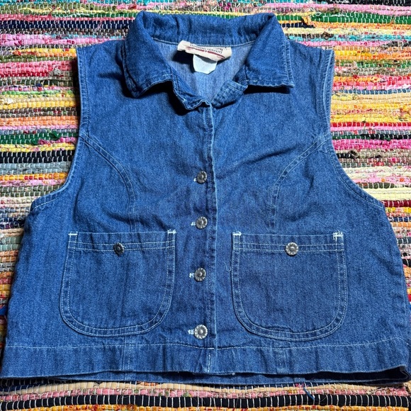 Vintage Studio East Denim Vest – Daisy Buttons – Size 6 - Picture 4 of 6